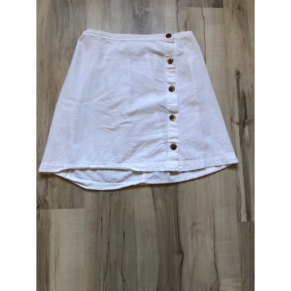 Seaspice Resort Wear White 100% Peruvian Cotton Button Front Mini Skirt Medium